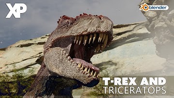 T-Rex and Triceratops | Blender Cinematic