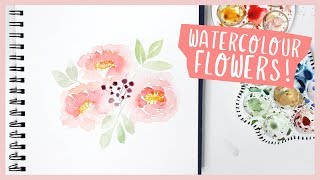 watercolor paint bouquet peony flower tutorial beginner