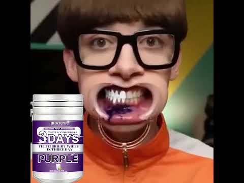 Фіолетовий порошок для чищення зубів 80 мл для щоденного використання та подорожей, видео 1