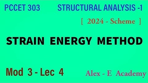 PCCET 303 - STRUCTURAL ANALYSIS 1| Strain Energy Method - Concept & Problem | Mod 3 - Lec 4 | S3 KTU