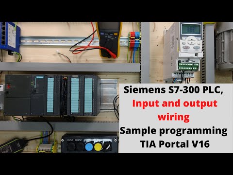 Siemens S7-300 PLC, input and output wiring, sample programming using TIA Portal V16. English