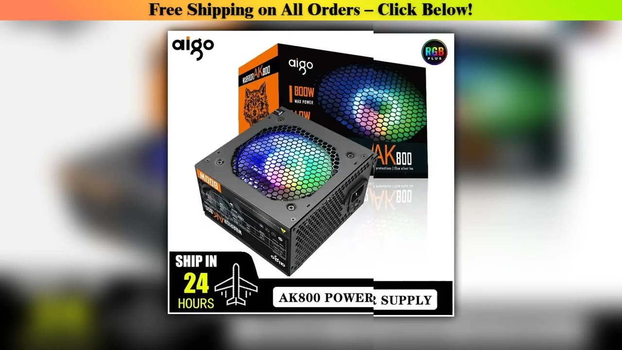 Aigo AK PC PSU Power Supply Unit 500W 600W 700W 800W 1000W Gaming 120mm RGB Fan 220V ATX Desktop