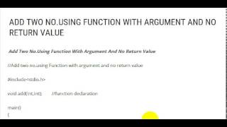 ADD TWO NO USING FUNCTION WITH ARGUMENT AND NO RETURN VALUE