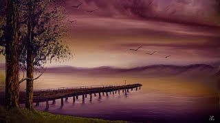 EVERY Single Step in 4k HD - Lake Dock Landscape Tutorial #PaintWithJosh #bobross Painting 2657