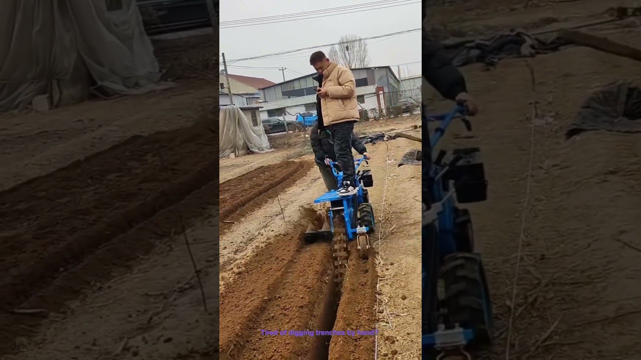 Satisfying Farming: Walk-Behind Trenching Machine in Action!