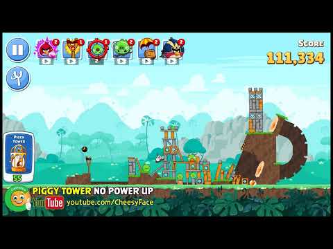 CheesyFace Angry Birds Friends Piggy Tower Walkthrough Level 55 NO POWER UP
