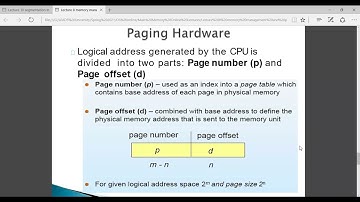 Last Lecture In operating System Memory Management Paging and Segmentation