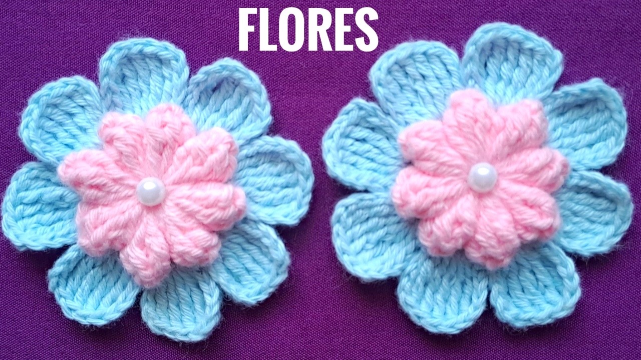Tutorial fácil a crochet, solo en minutos lo tejes/Video paso a paso de flores a ganchillo