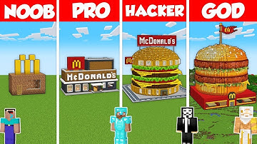 MCDONALDS HOUSE BUILD CHALLENGE - Minecraft Battle: NOOB vs PRO vs HACKER vs GOD / Animation