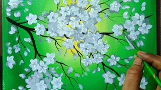 easy cherry acrylic painting quick blossom beginners