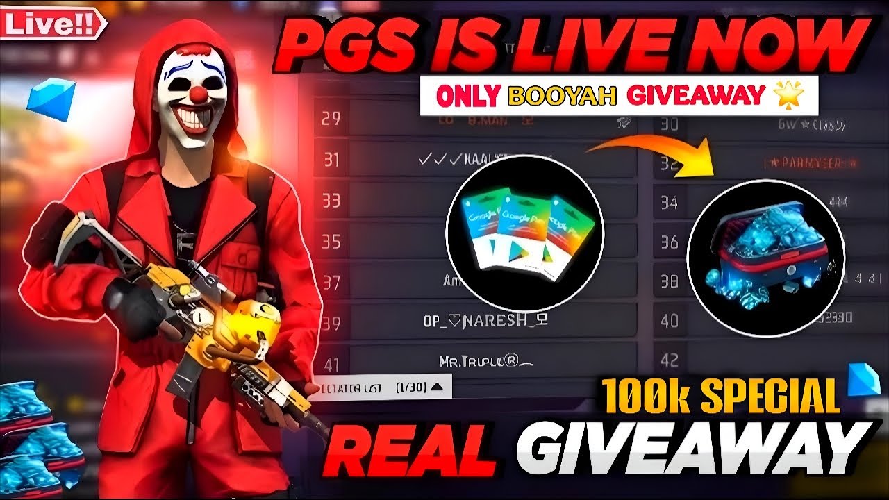 FREE FIRE LIVE GIVEAWAY CUSTOM ROOM FF LIVE DIAMOND OR REDEEM CODE GIVEAWAY 