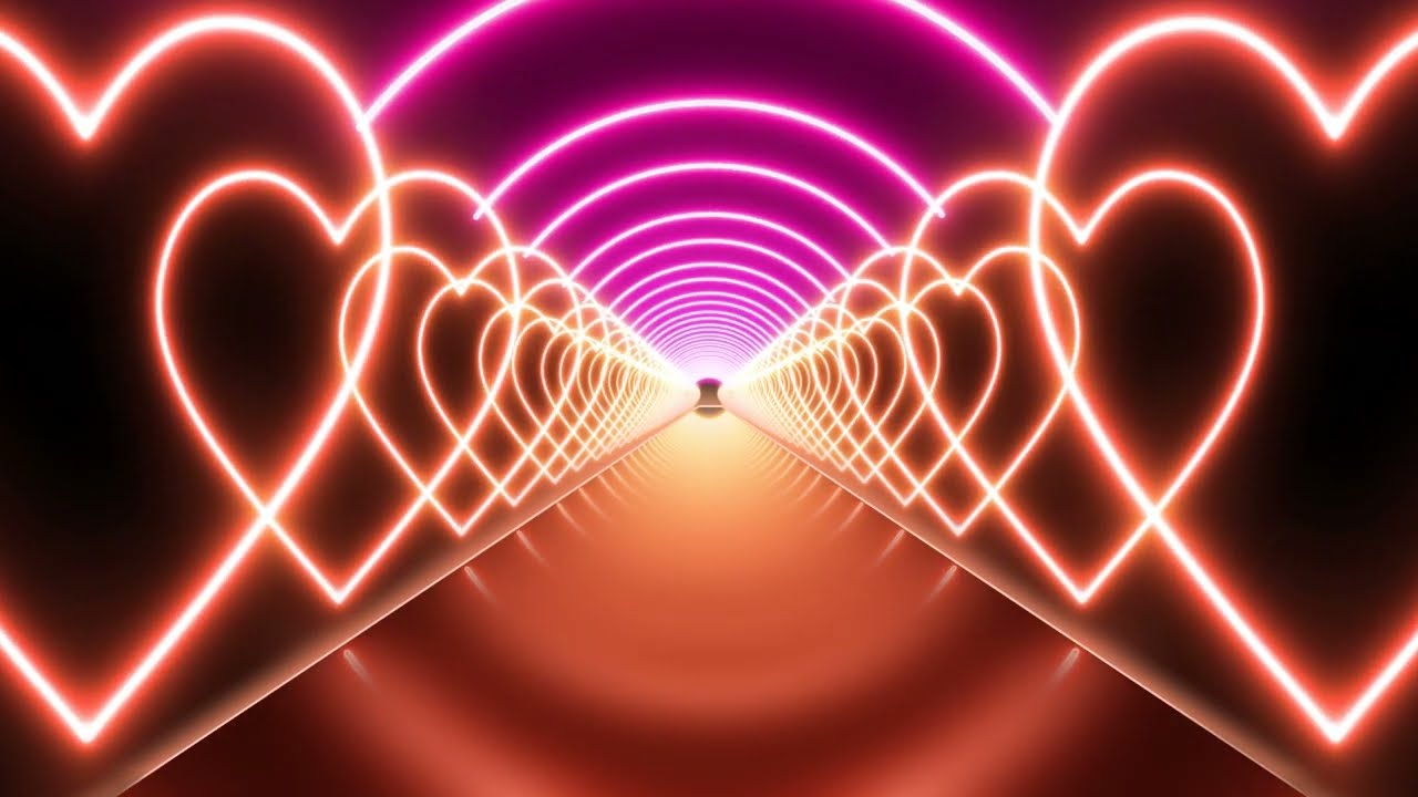 Tunnel Background Love Heart TikTok Trend 2 Rings Neon Lights Love