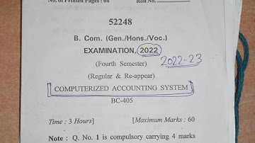 Computerised According System Questionpaper.question paper of computerised accounting system2021-22