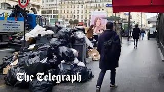 France strikes: rubbish bags fill Paris as bin workers join pension protest