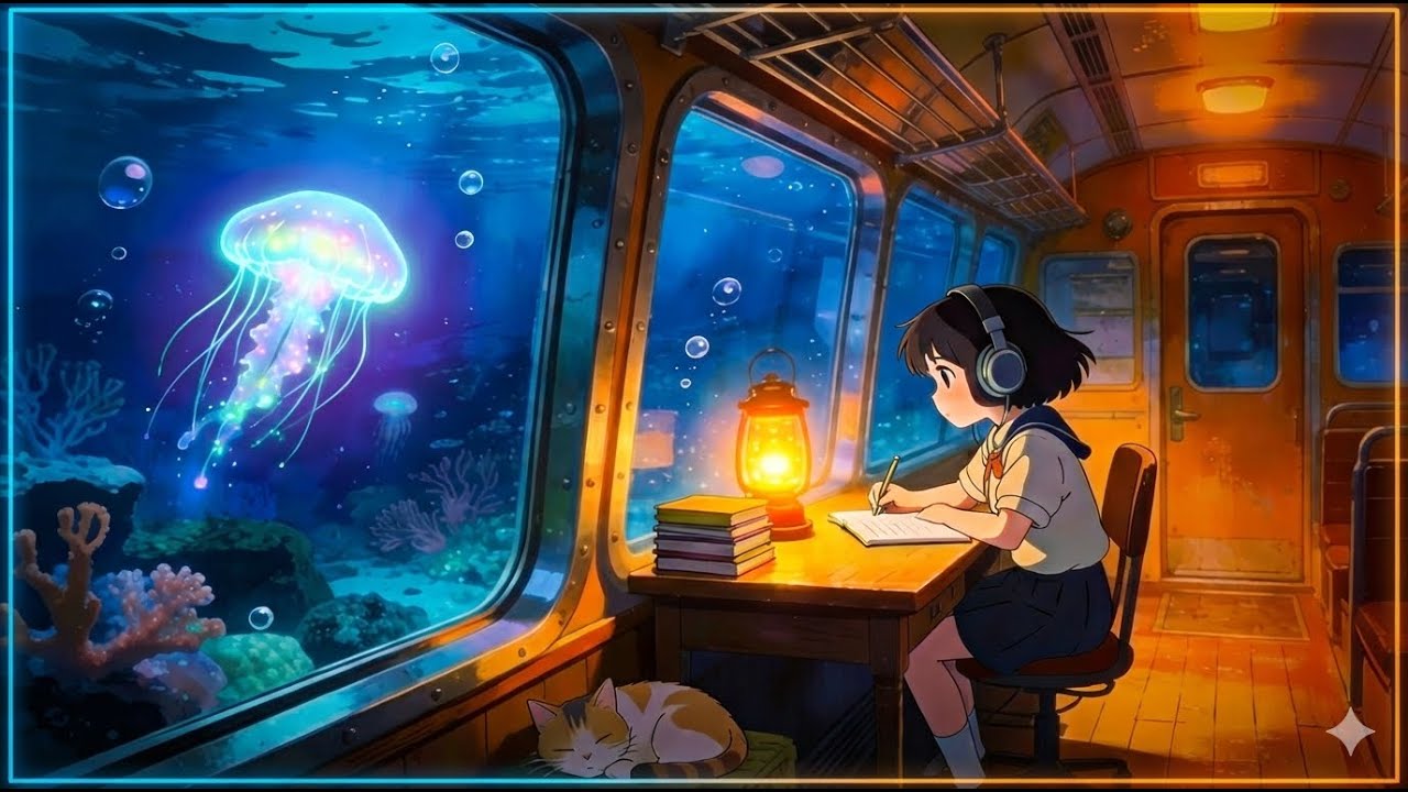 Underwater Train ✨ Cozy Lo-Fi Beats for Studying, Relaxing & Night Focus