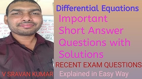 D.E IMP Short Answer Questions with solutions In Telugu @VATAMBEDUSRAVANKUMAR
