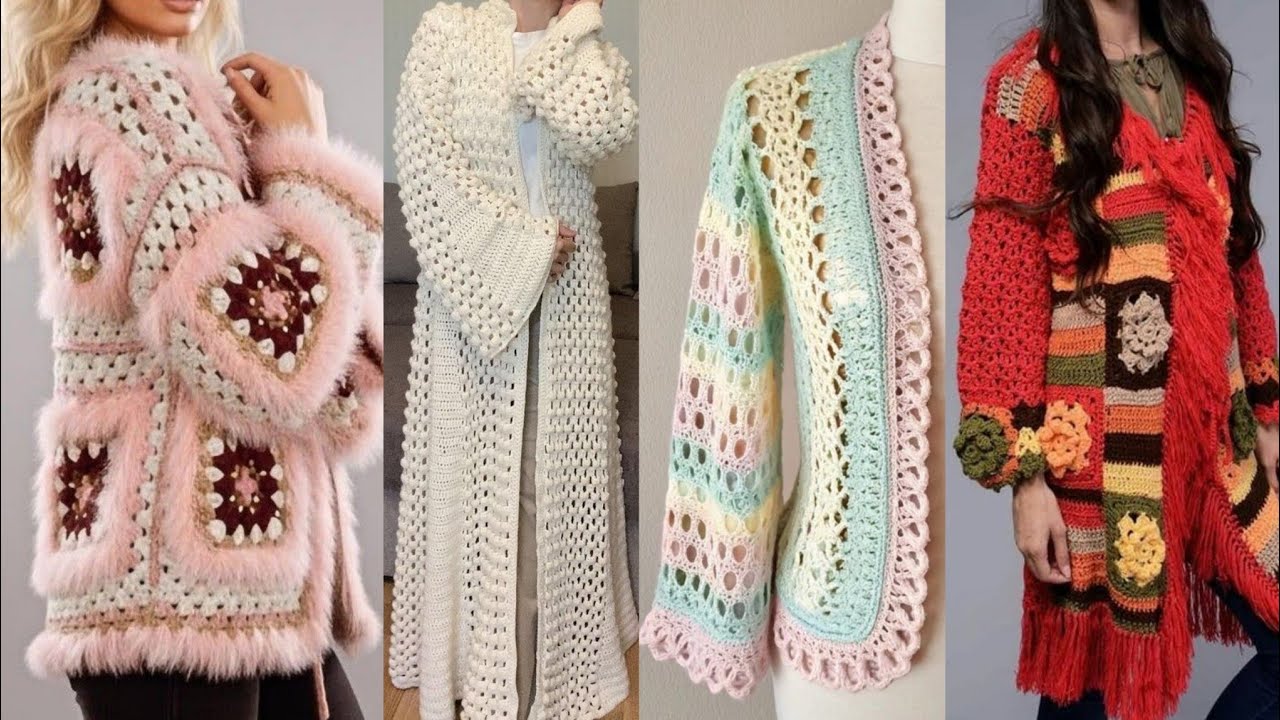 Modest Boho style Crochet Cardigans for Ladies | Chunky Winter Long costs & jackets Designs