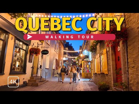 Quebec City, Kanada | by | Nächtlicher Stadtspaziergang 4K