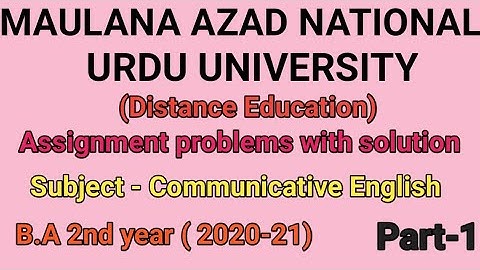 Assignment problems with solution for MANUU of B.A 2nd year 2020-21 part-1 by Taufique Ansari