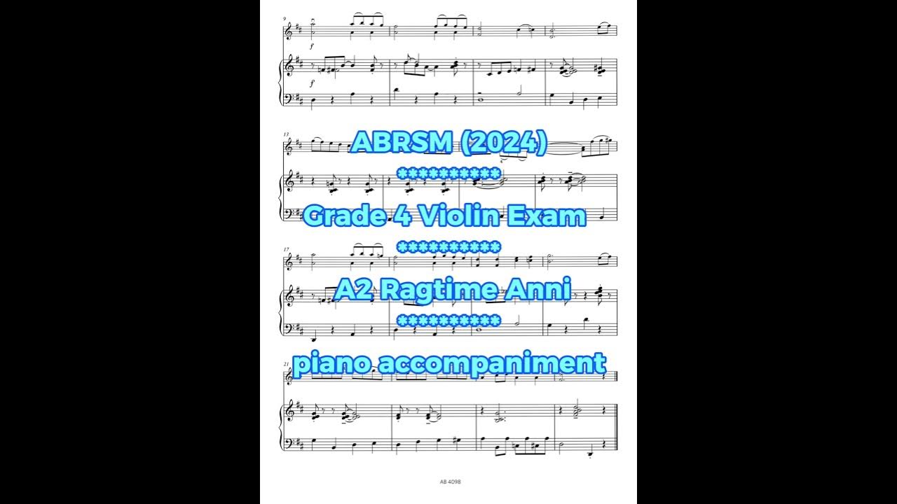 ABRSM Grade 4 Violin Exam (2024) A2 Ragtime Annie  Piano Part 英国皇家小提琴4级钢琴伴奏