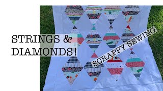Make a string quilt using a DIAMOND shaped template (homemade of course)🙂
