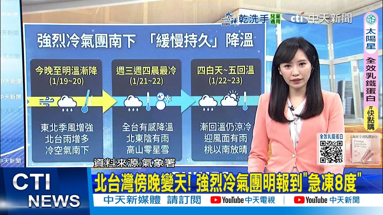 【每日必看】北台灣傍晚變天! 強烈冷氣團明報到"急凍8度" 20260119