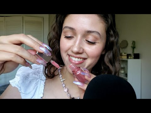 ASMR Lipgloss Application ♡ Light Tapping, Smacking, Mouth Sounds