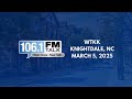 WTKK Knightdale, NC (106.1 FM Talk) | Hourly Station ID | March 5, 2025