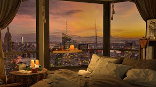 An Autumn Night In An NYC - 4K Cozy Bedroom - Relaxing Jazz Piano Music to Sleep, Work