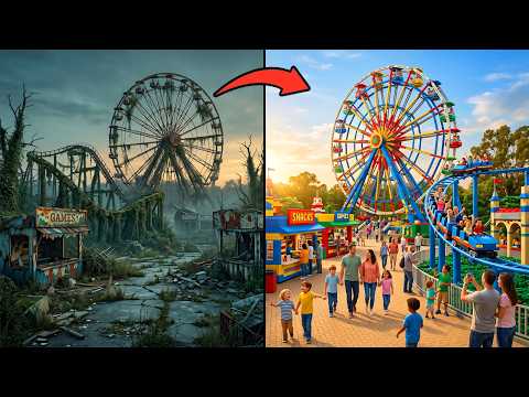 Massive Amusement Park Makeover - Every Attraction Gets Rebuilt (Fast Build)