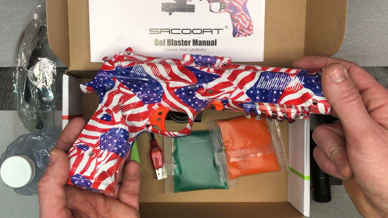 Unboxing - SRCOOAT 1911 Style Gel Ball Blaster - Red, White and