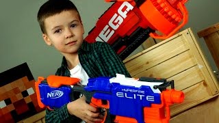 NERF WAR - Mega Mastodon vs Elite Hyperfire - Бластеры Нерф Война - Игрушки для Мальчиков - ТИР НЁРФ