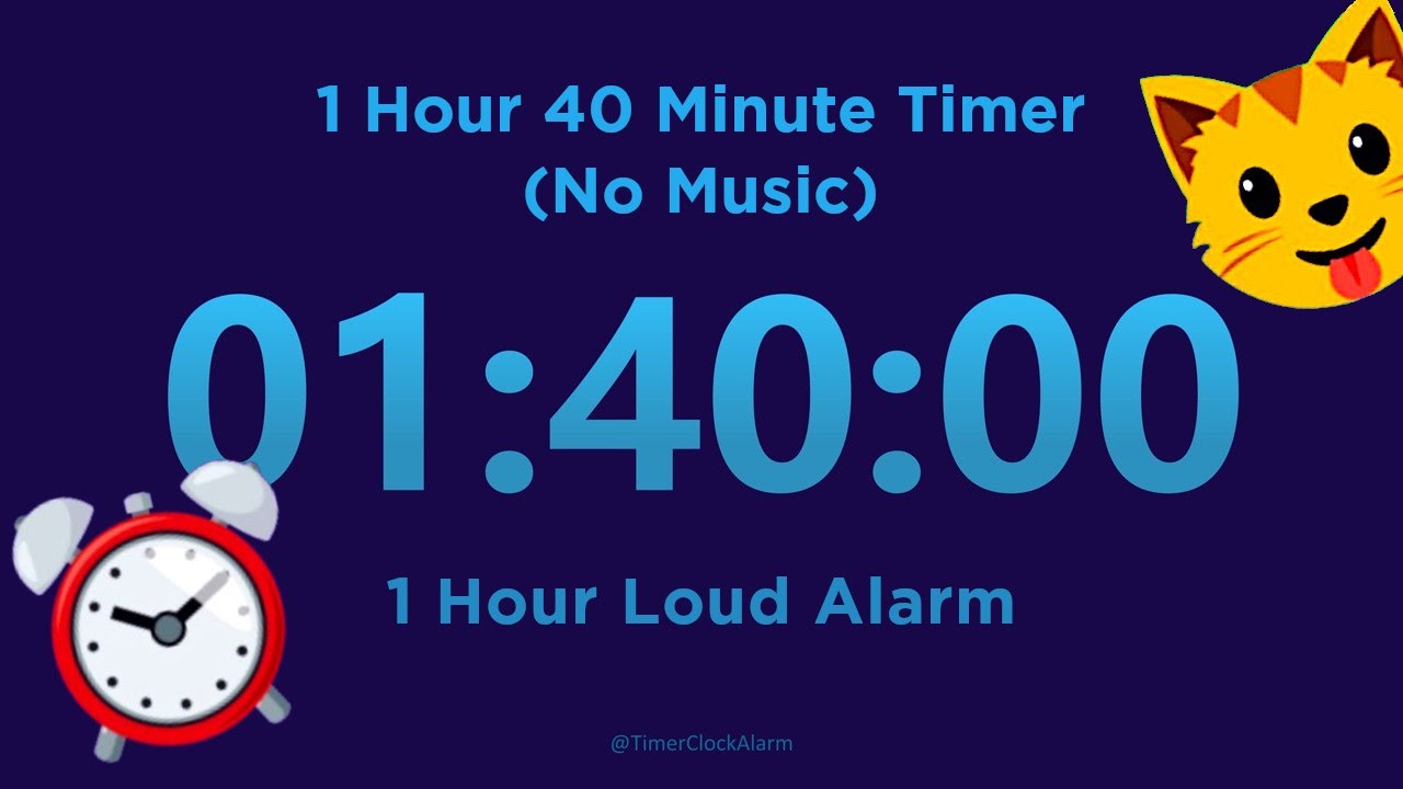 1 Hour Timer Countdown (No Music) + 1 Hour Loud Alarm 