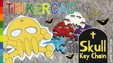 70) Skull Key Chain 4 with Tinkercad + 3D printing  | 3D modeling how to make