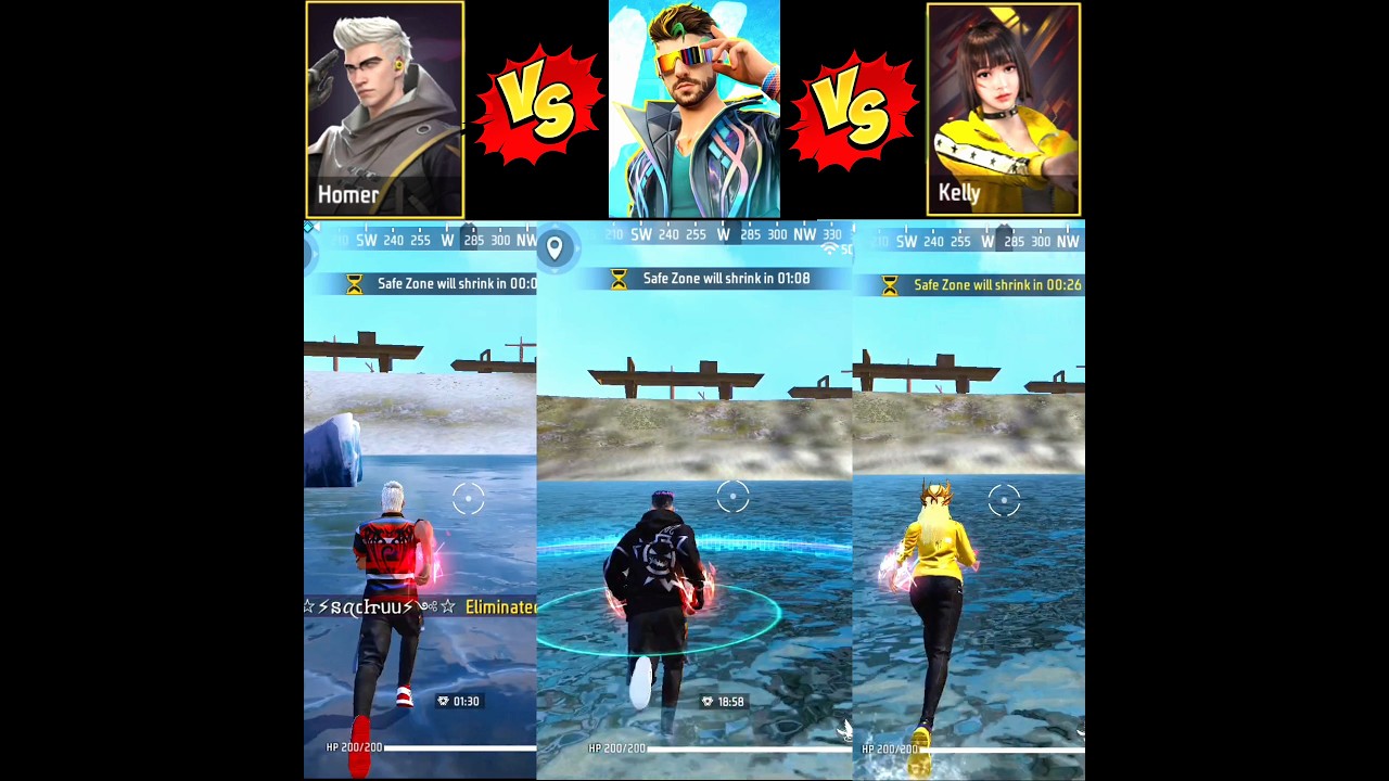 HOMER VS AWAKEN ALOK VS KELLY VERSUS 🆚 CHARACTER ABILITY TEST | SPEED ABILITY TEST FF 