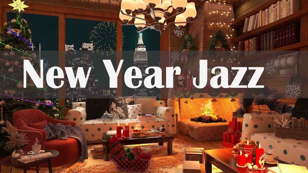 New Year Coffee Shop Ambience Jazz 2022 - Coffee Time Music - Relaxing  Jazz Music With Firework