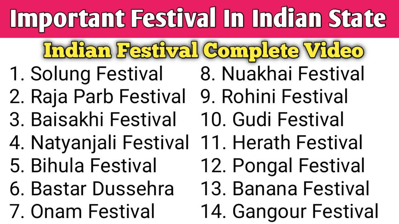 Festival In India Important Festival Gk Indian Festival All State Festival In India Important Festival Gk Indian Festival All State