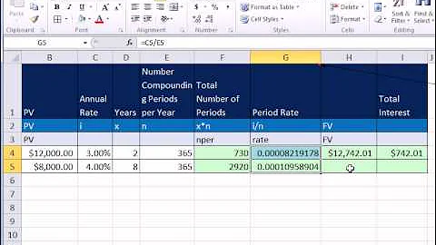 Excel 2010 Business Math 82: Calculating Interest & Future Value For Bank Daily Interest Accounts