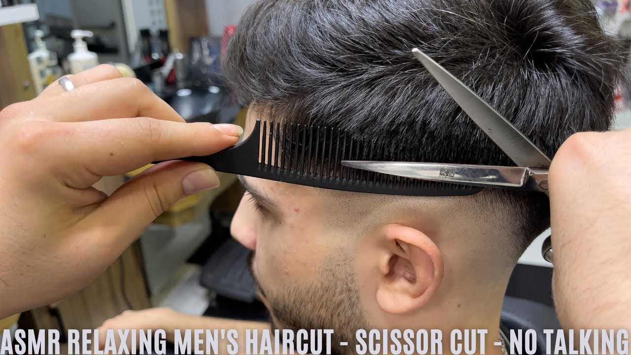 ASMR Relaxing Men's Haircut Scissor Cut No Talking YouTube
