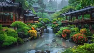 Sleep Instantly With Rain In Japanese Garden  Relaxing Sound for Sleep, Meditate, Stress Relief