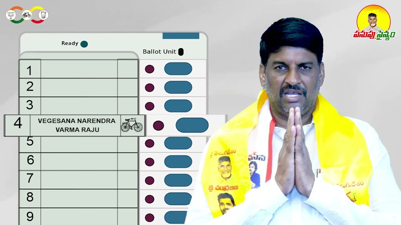మే 13 2024 న సైకిల్ గుర్తుకి ఓటు వేద్దాం...వేగేశన నరేంద్ర వర్మ గారిని గెలిపిద్ధాం | EVM Ballot No-4