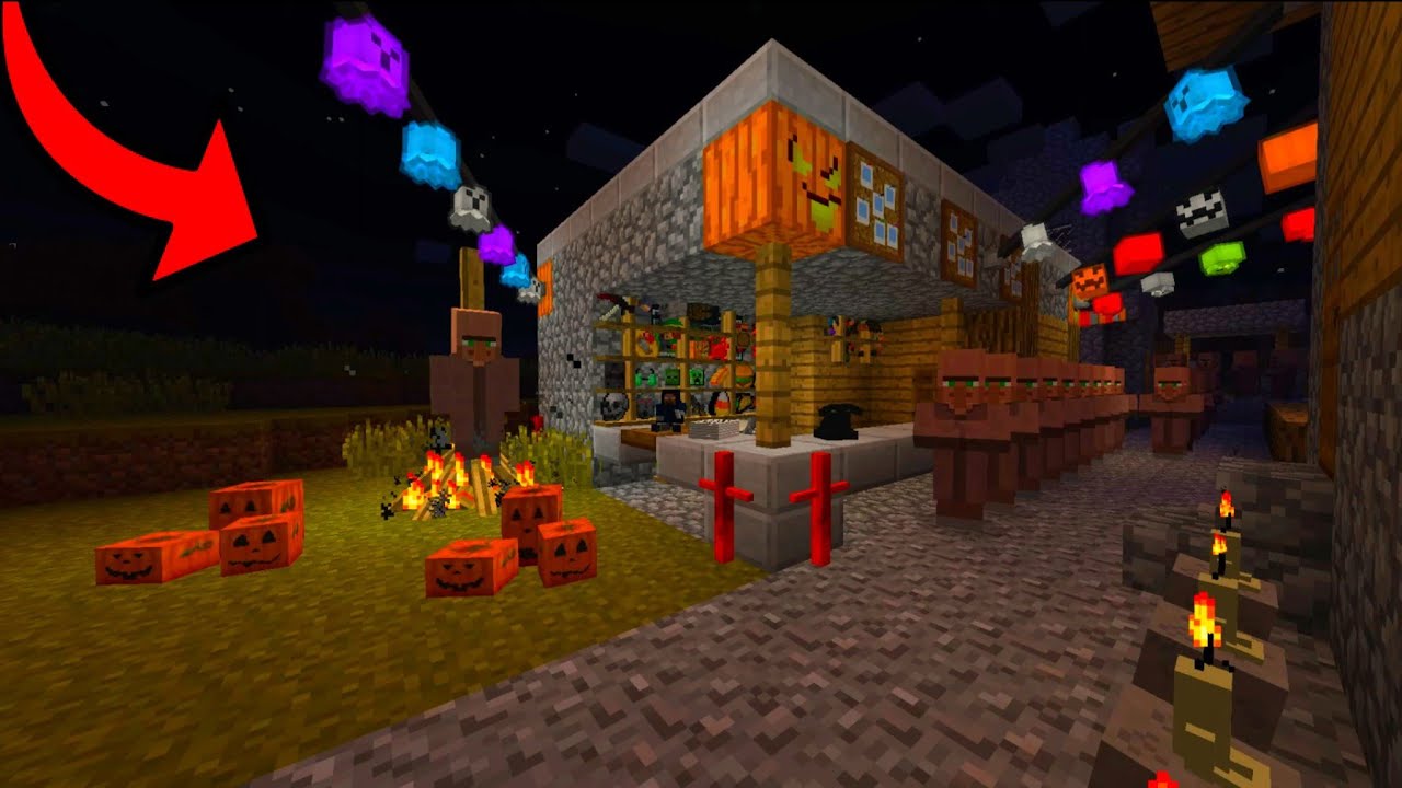 я открыл хэллоуинский магазин в своей деревенской кузнице в Майнкрафт ...