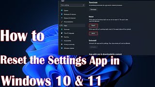 Reset The Settings App In Windows 11 Tutorial - How To Fix