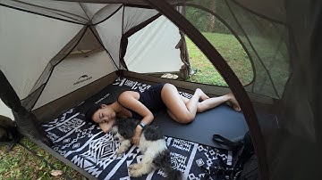 SOLO OVERNIGHT CAMPING IN THE RAIN ☔️ RELAXING IN THE TENT WITH MYDOG 🐶 ASMR