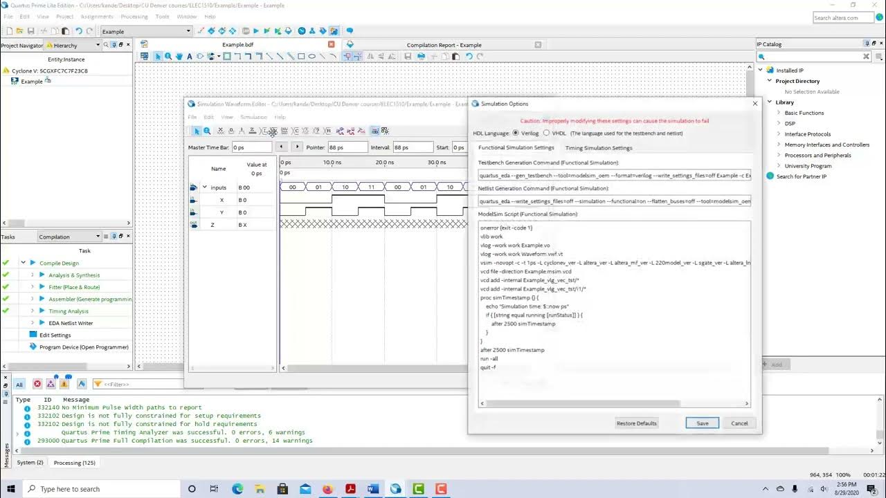 Digital Logic Fundamentals Simulated Logic Circuit Outputs in Quartus