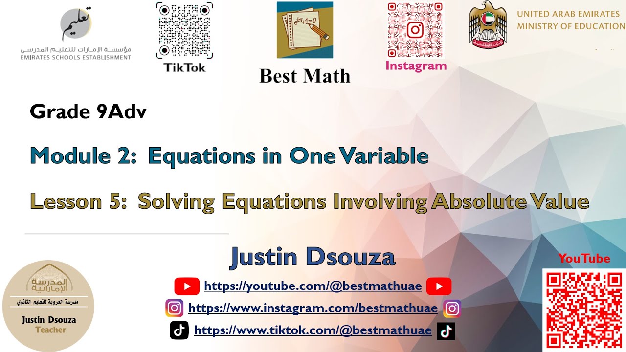 Solving Equations Involving Absolute Value Module 2 Lesson 5 YouTube Solving Equations Involving Absolute Value Module 2 Lesson 5 YouTube