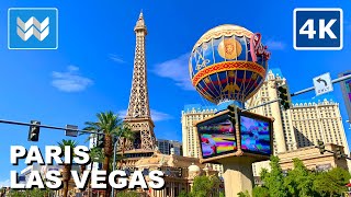 [4K] Paris Las Vegas Strip Walkthrough - Hotel Walking Tour & Travel Guide 🎧 Binaural Sound