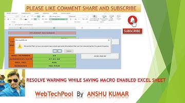 How to resolve WARNING!!Be Careful! Parts of your Document may include personal information in EXCEL