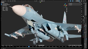 Fighter jet 3D modeling process (Su-27 Flanker). Blender timelapse.