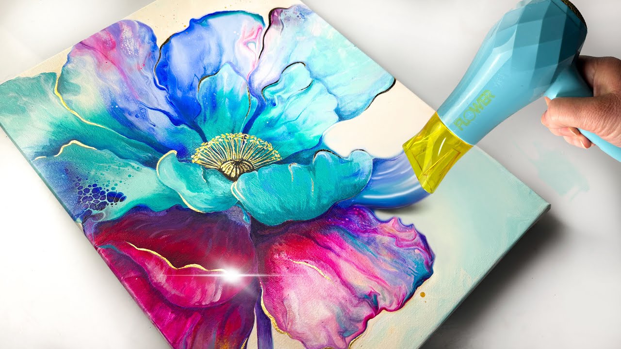 COLOR EXPLOSION! Take Acrylic Pouring to a NEW LEVEL 🤯 Abstract Flower ...